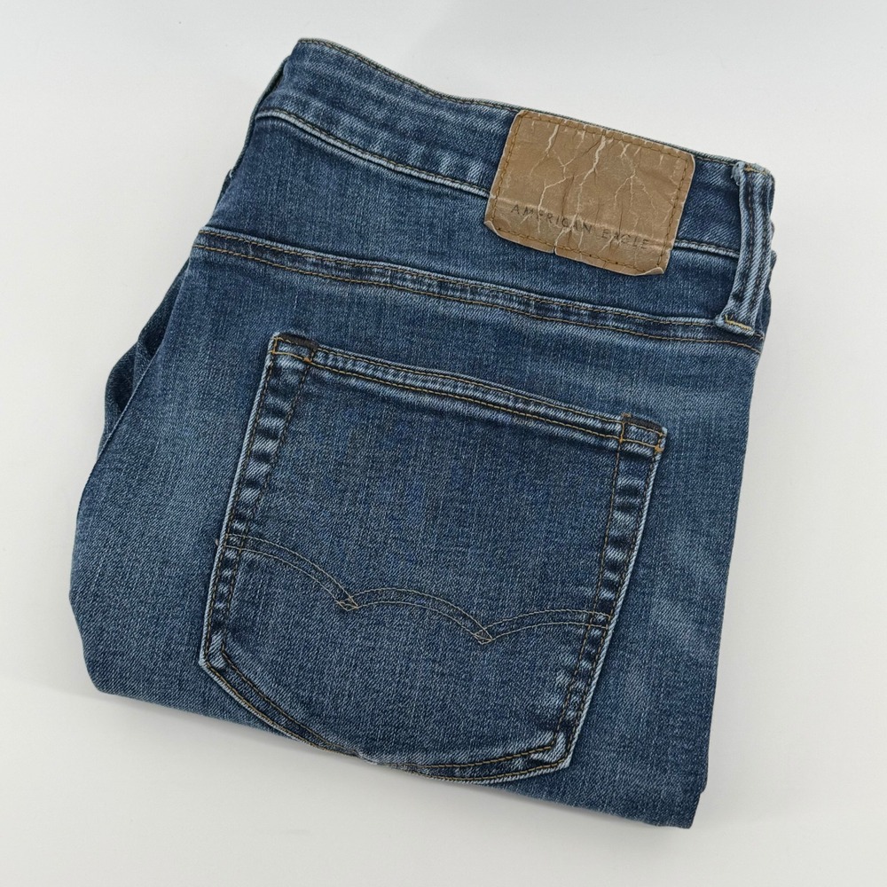 American Eagle Mens Original Straight Ne(x)t Level Airflex Jeans Blue 34x32